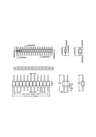 1x40 Pin Precision Erkek Header Tek Sıra 2.54mm 180 Derece Altın Kaplama Yuvarlak Kırılabilir