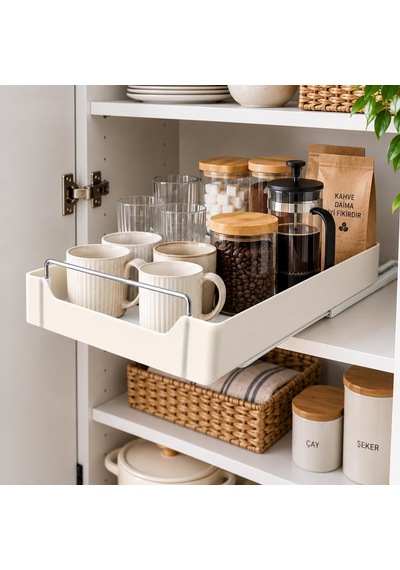 Lexroo Dolap İçi Raylı Organizer Çekmece 34 X 27 X 6,5 Cm, Çekilebilir Plastik Dolap Düzenleyici Çok Renkli