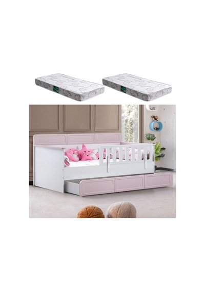 Yavrulu Karyola, Mira Yavrulu Montessori Karyola + 2 Adet Comfort Yatak Pembe-90 X 190 Yavrulu Karyola, Mira Yavrulu Montessori Karyola + 2 Adet Comfort Yatak Pembe-90 X 190