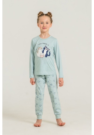 Rolypoly Anne Kız Who Needs A Hug Yeşil Uzun Kol Pijama Takım Rp3902-a-v2 Rp3902-a-v2