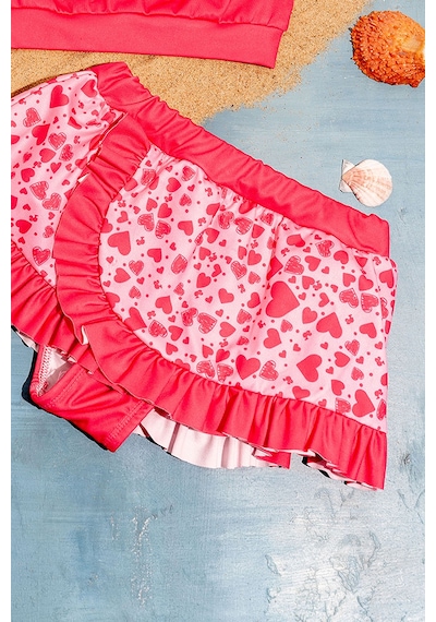 Beniizle Desenli Kız Çocuk Bikini Takım Kalp