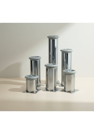 Ludıa 6 Farklı Ölçüde Metal Ayarlanabilir Tablalı Mobilya Ayağı 6cm,8cm,10cm,12cm,15cm,20cm Gri
