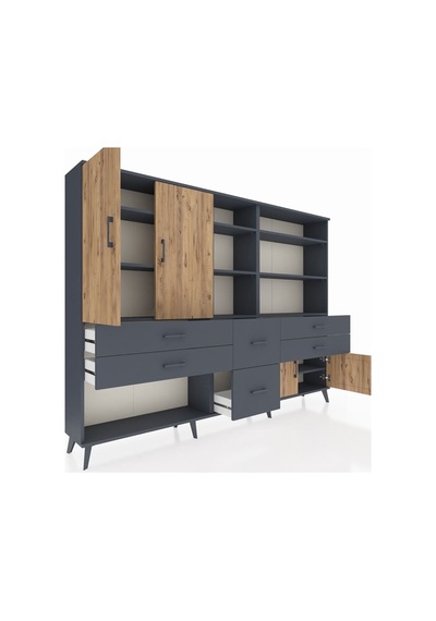Arges Dolap 10 Raflı 6 Çekmeceli 4 Kapaklı 220x30x163 Antrasit-çam/antrasit Atlas Çam/antrasıt - Antrasıt Arges Dolap 10 Raflı 6 Çekmeceli 4 Kapaklı 220x30x163 Antrasit-çam/antrasit Atlas Çam/antrasıt - Antrasıt