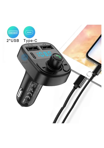 Fm Transmitter Bluetooth Araç Kiti Mp3 Usb-typce Oto Müzik Çalar