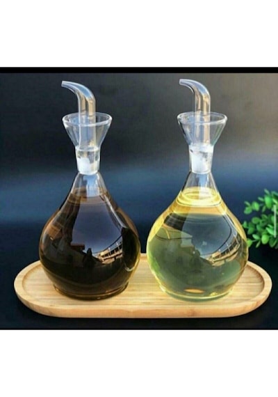 Morponi 2 Adet 900 ML Borosilikat Tombul Cam Yağdanlık Ve Altlık Yağlık Sirkelik Şeffaf