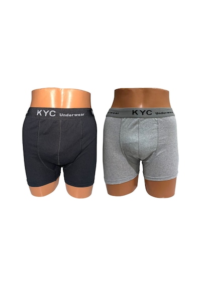 Kyc Shopping 2 Adet Siyah-gri Karışık Renk Pamuklu Likralı Penye Esnek Kumaş Boxer