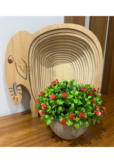 Saksılı Yapay Dağ Kekiği - Doğal Görünümlü Dekoratif Saksı Bitkisi - 18x13 Cm Yeşil