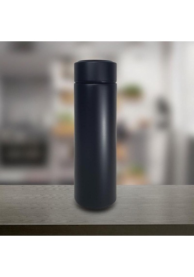 Dijital Sıcaklık Göstergeli Süzgeçli Siyah Termos 450 ML