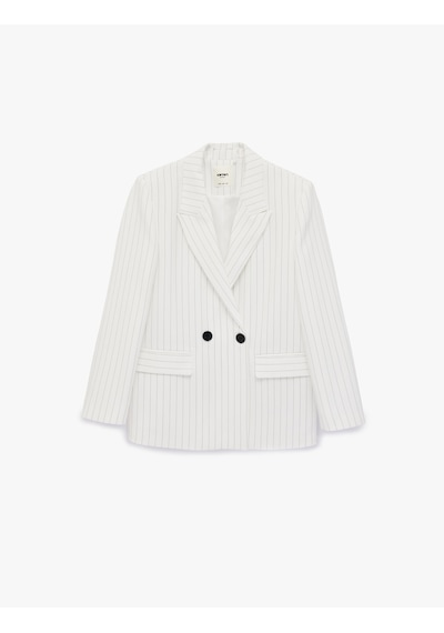 Koton Düğmeli Cep Detaylı Kruvaze Yaka Blazer Ceket Beyaz Çizgili 6sak50106uw Beyaz Çizgili Koton Düğmeli Cep Detaylı Kruvaze Yaka Blazer Ceket Beyaz Çizgili 6sak50106uw Beyaz Çizgili