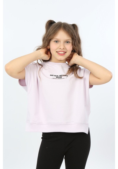 Toontoy Kids Toontoy Kız Çocuk Never Means Now Baskılı Tişört Açık Lila