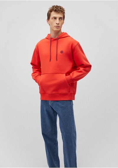 Mavi - Mavi Logo Nakışlı Kapüşonlu Kırmızı Sweatshirt 065809-70481 Kırmızı