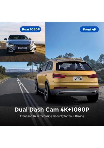 Dash Cam Araç Kamerası Ön Arka Kayıt, Gps Takip, Wifi Bağlantı, 3840x2160p 4k Ultra Hd