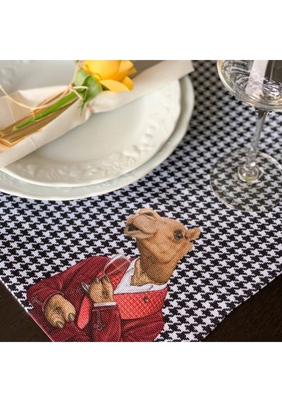 Animals Kumaş Amerikan Servis 4'lü Set- 35x50 Cm Keten, Uluslararası Yıkama Ve Solmama Sertifikası Çok Renkli
