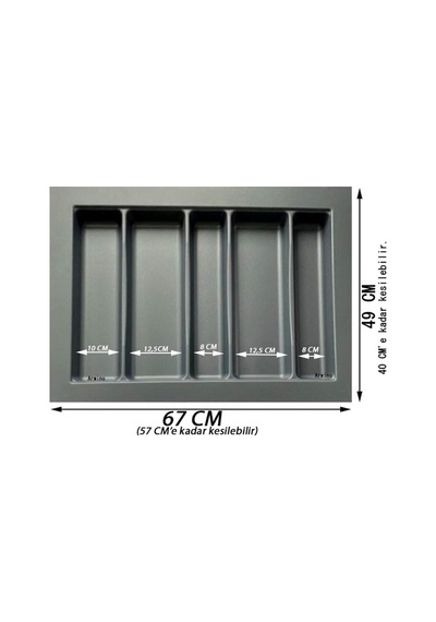 Demax Çekmece Içi Kepçelik 67x49 Cm 60x40 Cm E Kadar Kesilebilir Gri