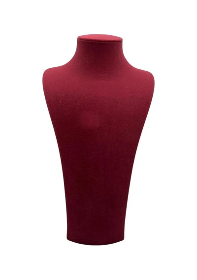 Süet Kumaş Bordo Renk Kolye Gerdanlık Zincir 32/15 Cm Takı Sergileme Mankeni