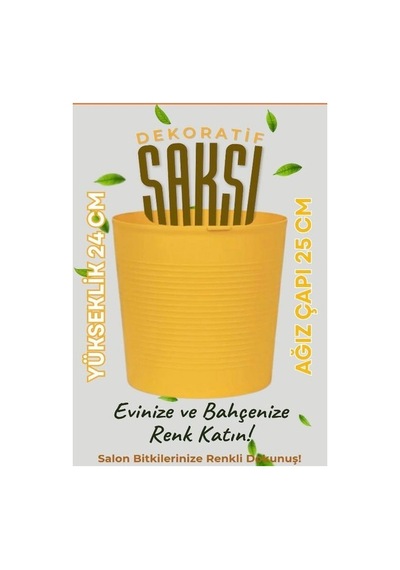 Hüskon Ticaret Sarı Deranjli 9.5 Litre Dekoratif Bitki Saksısı- Iç-dış Mekan Bitkileri Için Uygun Saksı