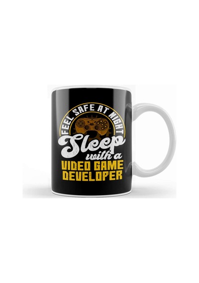 Feel Safe At Night Sleep With Video Game Developer Kupa Bardak Porselen Karışık