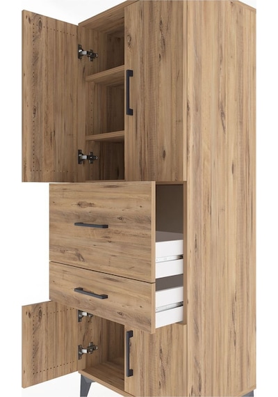 Hyperion Dolap 3 Raflı 2 Çekmeceli 4 Kapaklı 60x44x163 Çam-çam Atlas Çam