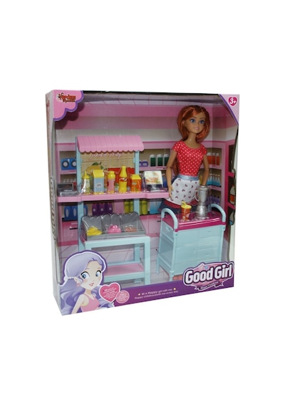Good Girl Kafe İşletmecisi Meyve Suyu Standı Ve Aksesuarlı Oyuncak Bebek Seti 29 Cm