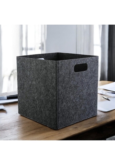 Dolap İçi Düzenleyici 1 Adet Organizer 3mm Keçe 32x32x32 Cm Çok Amaçlı Keçe Kutu Antrasit