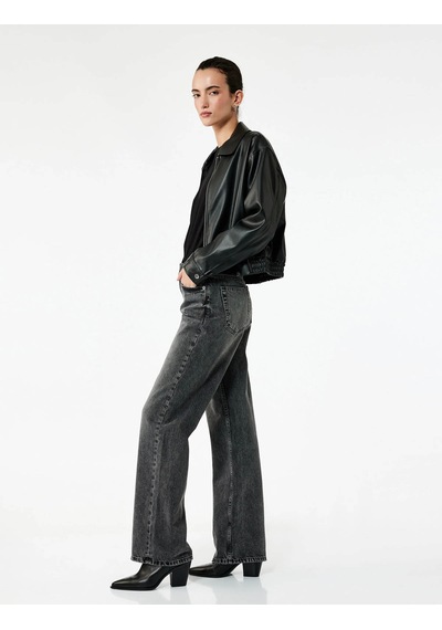 Koton Straight Fit Siyah Kadın Jean Pantolon 7wal40046md