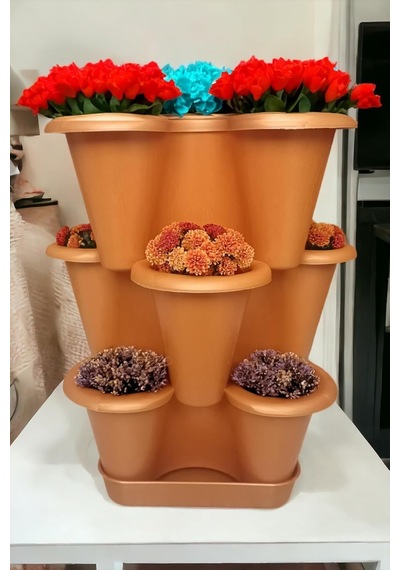 3 Katlı Şanslı Yonca Tasarımlı Dekoratif Saksı Seti, 26.5 X 26.5 Cm, Çiçek Ve Bitki Sebze Yetiştirme Sku: Smg8690010006097