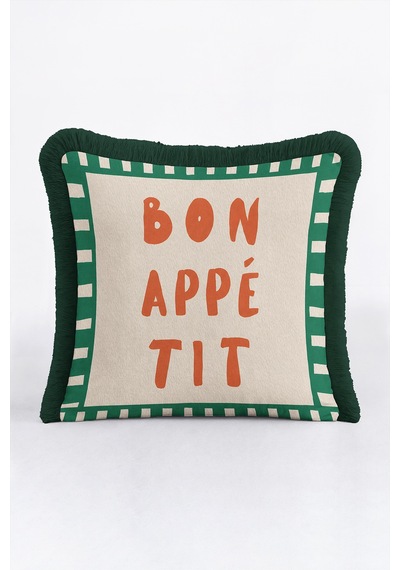 Dekoratif Bon Appetite Yazılı Saçaklı Yastık Kılıfı - Retro Typografi Gri Püsküllü Kırlent Kılıfı Uzak Vadi Mira Dekoratif Bon Appetite Yazılı Saçaklı Yastık Kılıfı - Retro Typografi Gri Püsküllü Kırlent Kılıfı Uzak Vadi Mira