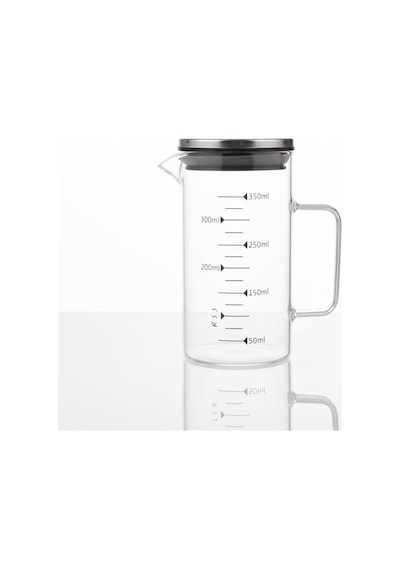 Deconox 2'li Set Paslanmaz Çelik Kapaklı Borosilikat Cam Yağdanlık Ve Ölçü Kabı - 350ml - Isıya Dayanıklı Dam Diğer