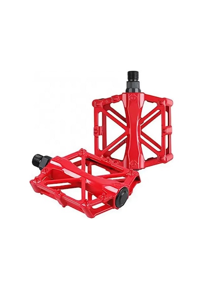 Xbyc 1815 Bilyalı Bisiklet Platform Pedal Geniş Yapılı Bilyalı Alüminyum Pedal Mukavemetli Kırmızı Renk
