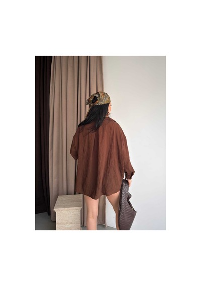 Unika Boutique Salaş Stil Gömlek Kahverengi