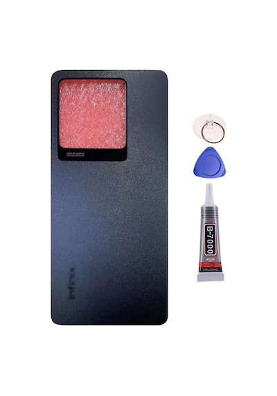 İnfinix Note 30 Pro Siyah Arka Kapak Batarya Kapağı Pil Kapağı Yapışkan Ve Sökme Aparatıyla Beraber Full Set Siyah