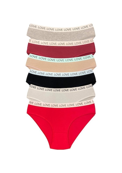 6 Adet Pamuklu Esnek Kadın Slip Bikini Külot Geniş Lastikli Baskılı Renkli