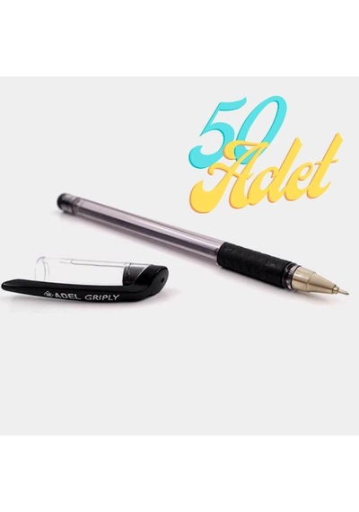 Adel Griply Tükenmez Kalem Siyah 0.7 mm İnce Uçlu 50 Adet