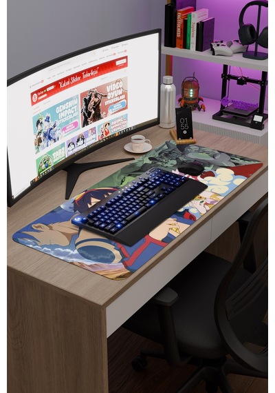 Gurren Lagann Kaymaz Dikişli Kauçuk Oyuncu Mousepad V3 - 90x40 Xxl Gaming Mouse Pad Fare Altlığı
