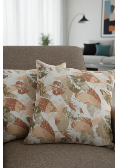 Chevron Bohem Dekoratif Punch Yastık Kırlent Kılıfı 2 Adet 45x45 Sonbahar Rüyası Yeşil 45 x 45