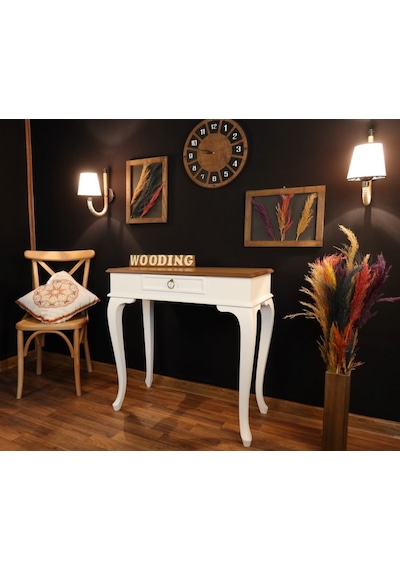 Wooding 80 Cm Çekmeceli Masif Beyaz Naturel Dresuar (548586178) Beyaz
