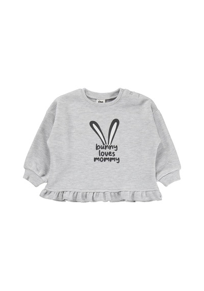 Civil Baby Bunny Loves Mommy Baskılı 6-18 Ay Takım - Gri Karmelanj