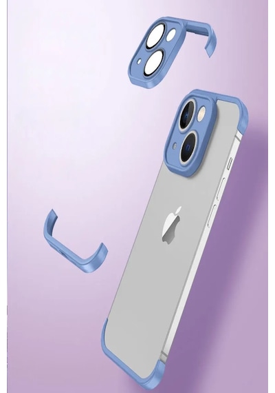 Apple Uyumlu iPhone 14 Plus Kapak 2 Parçalı Alt Üst Kamera Lens Korumalı Sert Silikon Kılıf