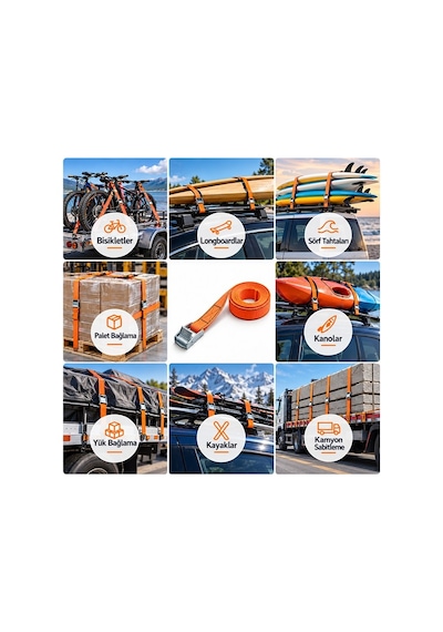 Sunup Sn-42098 Turuncu 3 Metre Mini Mandallı Gerdirme Halatı Bağlama Kayışı