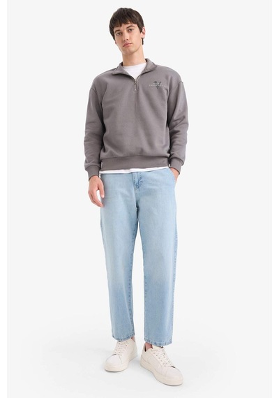 Defacto Vikings Valhalla Boxy Fit Bisiklet Yaka Baskılı Sweatshirt E9324ax25augr206 Gri-gr206