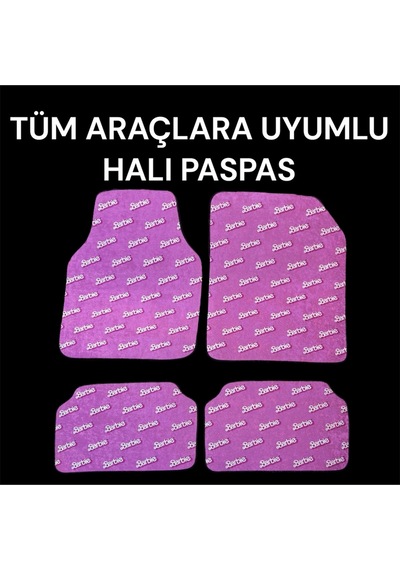 Lüx Oto Halı Paspas Desenli Yıkanabilir Unıversal Her Araca Uyumlu Barbie Yazı