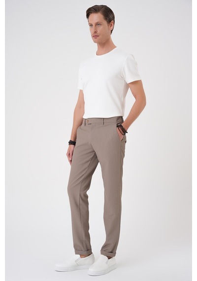 Efor Comfort Fit Gofre Dokulu Beli Lastikli Vizon Jogger Pantolon P 1177 Vizon