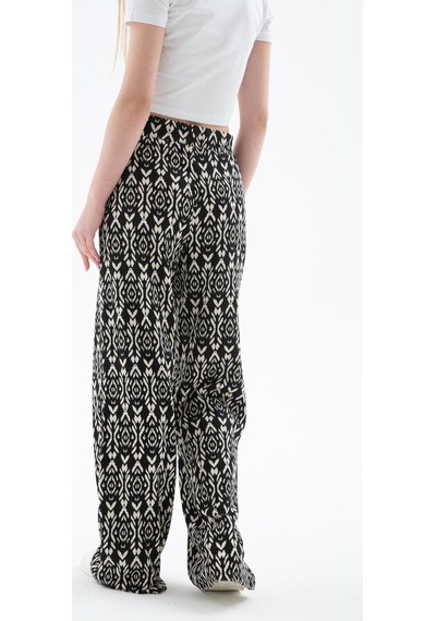 Fashion Friends Desenli Esnek Pantolon Siyah