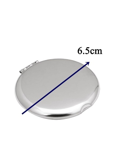 Yuvarlak Mini Metal Cep Aynası, Taşınabilir Makyaj Aynası, Gümüş Krom, 6.5cm, Katlanabilir, Modern Diğer