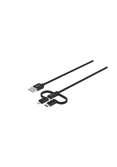 Philips Uyumlu DLC3106T MFI Lisanslı 3 In 1 Micro Usb-Lightning-Type-C Hızlı Şarj ve Data Kablosu 2 M Siyah