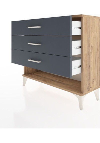 Arges Şifonyer 3 Çekmeceli 88x30x80 Çam-antrasit Çam