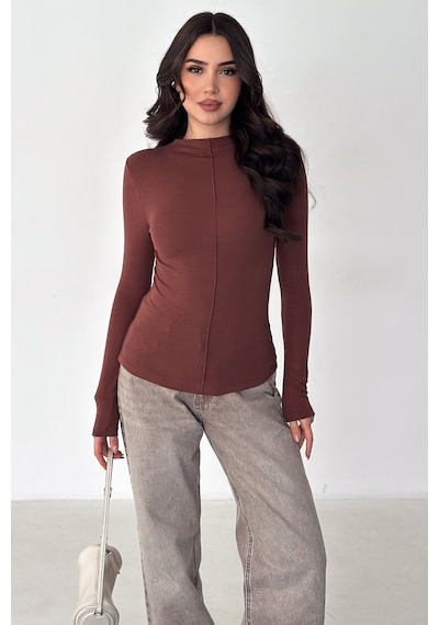 Noa & Noa Kadın Dikiş Detaylı Fit Bluz White Line bordo
