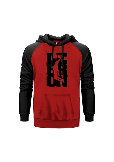 Lebron J. Smaç Kırmızı Renk Reglan Kol Sweatshirt Kırmızı