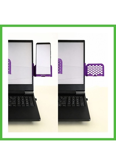 Vaveni 3d Baskı Monitor Telefon Tutucu - Petek Desenli Laptop Kenar Telefon Tutucu-mor Arz