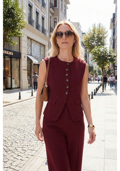 Lela Bayan Yelek 6521194 Bordo Bordo